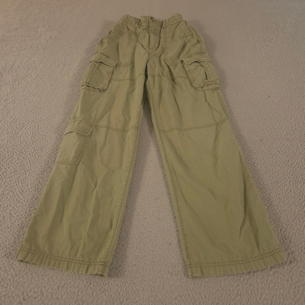 Old Navy Pants Boys 16 Green Baggy Cargo Ripstop Multi-Pocket Wide Leg Utility